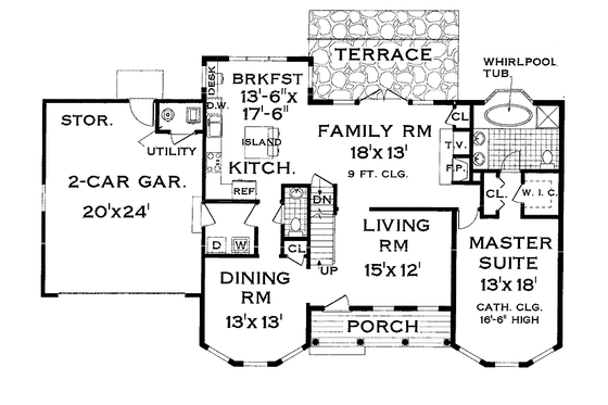 Floor Plan - Main Floor for Traditional House Plan #3-274 - 5 bed, 3.5 bath