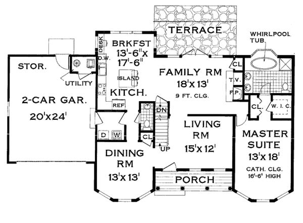 Architectural House Design - Traditional Floor Plan - Main Floor Plan #3-274