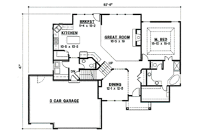 Floor Plan - Main Floor for Traditional House Plan #67-834 - 4 bed, 3 bath
