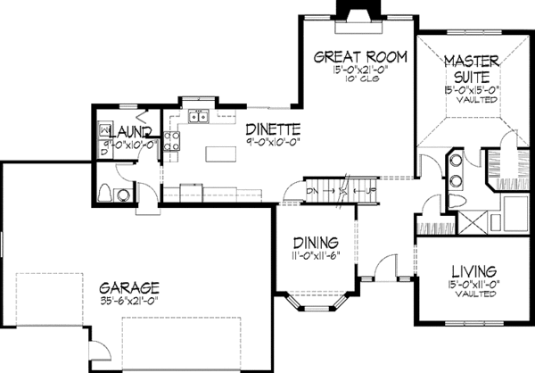 Architectural House Design - Tudor Floor Plan - Main Floor Plan #51-739