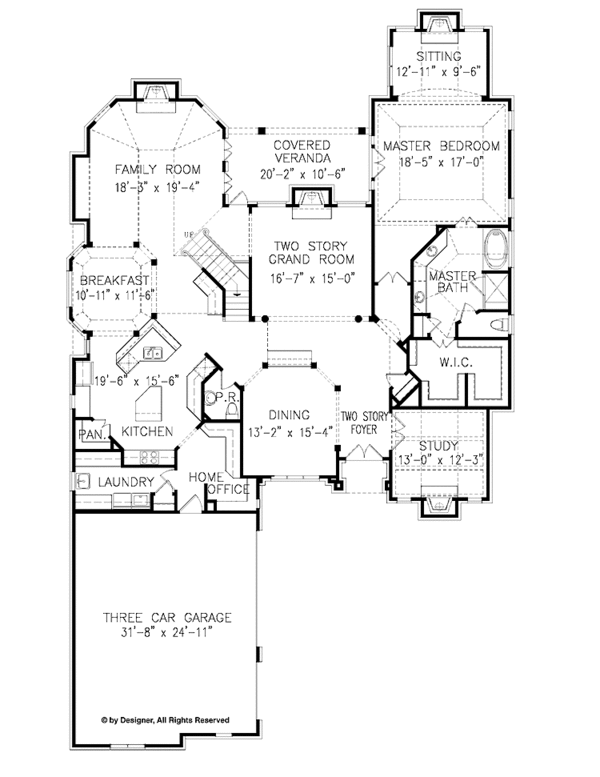 Dream House Plan - Craftsman Floor Plan - Main Floor Plan #54-285
