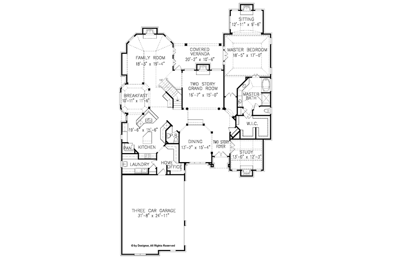 Home Plan - Floor Plan - Main Floor for Craftsman House Plan #54-285 - 4 bed, 4.5 bath