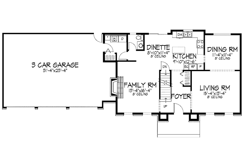 Dream House Plan - Floor Plan - Main Floor for Colonial House Plan #51-734 - 4 bed, 2.5 bath