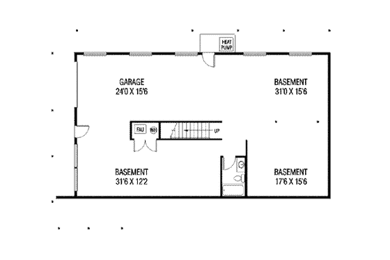 Floor Plan - Lower Floor for Ranch House Plan #60-303 - 3 bed, 3 bath