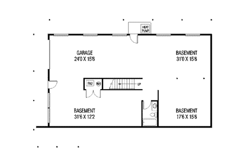 House Design - Floor Plan - Lower Floor for Ranch House Plan #60-303 - 3 bed, 3 bath