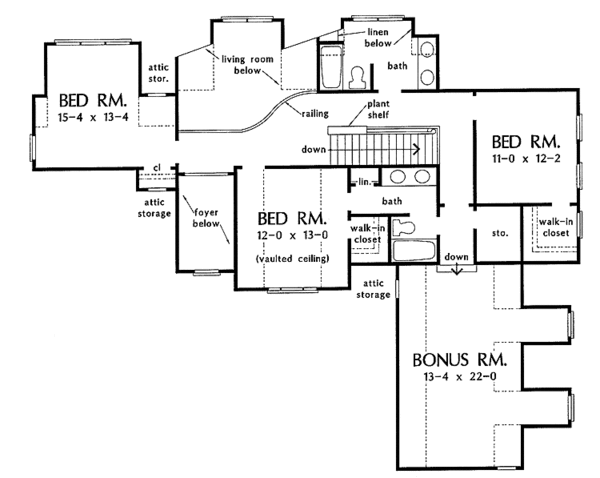 Home Plan - Traditional Floor Plan - Upper Floor Plan #929-258