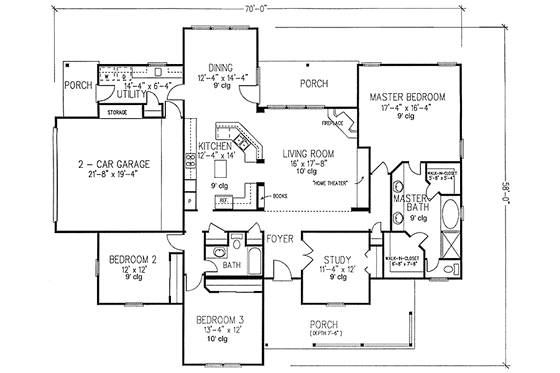 Floor Plan - Main Floor for Country House Plan #410-3591 - 3 bed, 2 bath