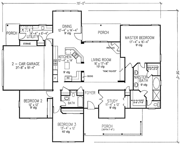 House Design - Country Floor Plan - Main Floor Plan #410-3591
