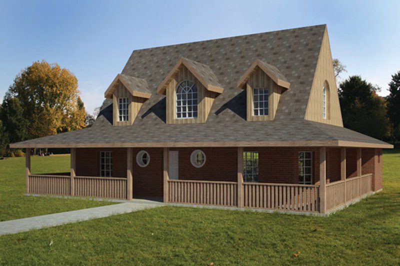 House Blueprint - Exterior - Front Elevation 3 for Colonial House Plan #1061-16 - 3 bed, 2 bath