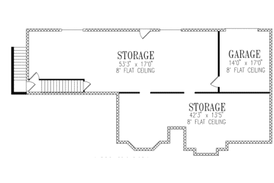Floor Plan - Lower Floor for Ranch House Plan #1-409 - 3 bed, 2 bath