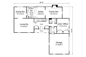 Floor Plan - Main Floor for Traditional House Plan #57-554 - 4 bed, 3 bath