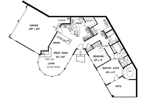 Floor Plan - Main Floor for Contemporary House Plan #60-641 - 2 bed, 2 bath