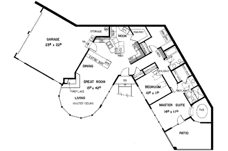 Home Plan - Floor Plan - Main Floor for Contemporary House Plan #60-641 - 2 bed, 2 bath