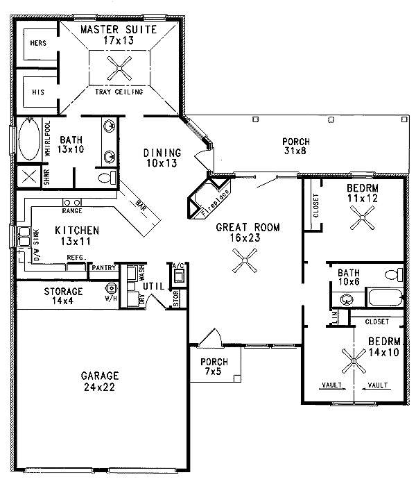 Mediterranean Floor Plan - Main Floor Plan #14-156