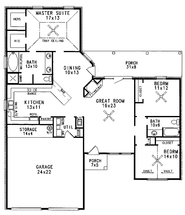 House Plan Design - Mediterranean Floor Plan - Main Floor Plan #14-156