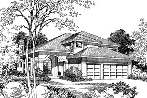 Home Plan - Mediterranean Exterior - Front Elevation Plan #417-521