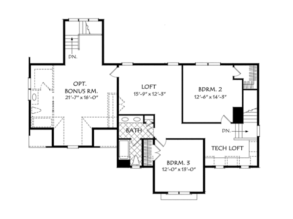 Dream House Plan - Traditional Floor Plan - Upper Floor Plan #927-957