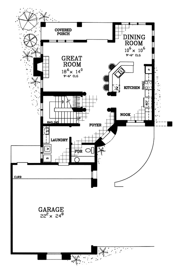Architectural House Design - Mediterranean Floor Plan - Main Floor Plan #72-1123