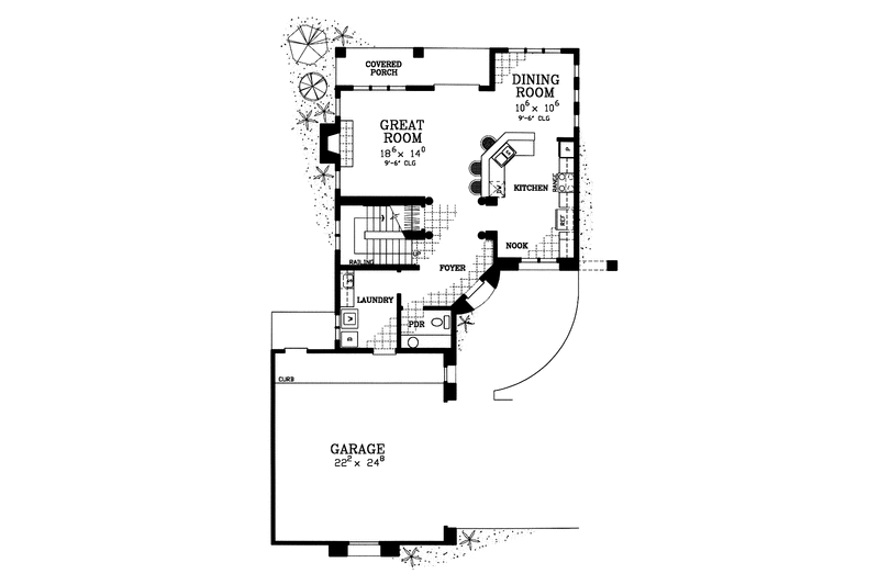 Architectural House Design - Floor Plan - Main Floor for Mediterranean House Plan #72-1123 - 3 bed, 2.5 bath