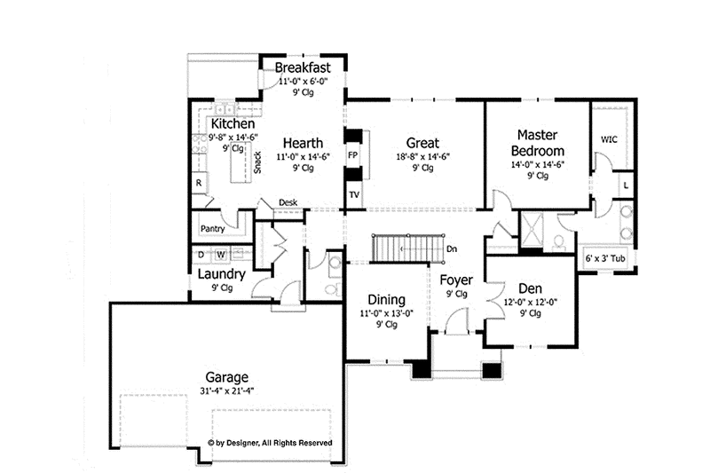 Dream House Plan - Floor Plan - Main Floor for European House Plan #51-983 - 1 bed, 1.5 bath