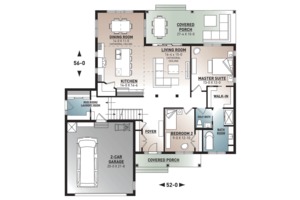 Floor Plan - Main Floor for Farmhouse House Plan #23-2679 - 2 bed, 1.5 bath