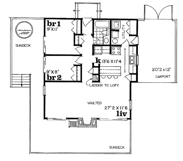 House Blueprint - Cabin Floor Plan - Main Floor Plan #47-651