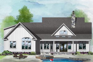 Exterior - Rear Elevation for Farmhouse House Plan #929-1055 - 3 bed, 2 bath