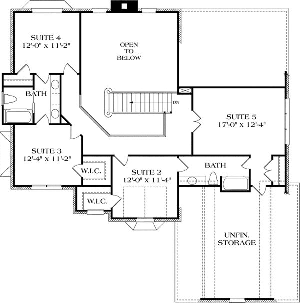 Architectural House Design - Colonial Floor Plan - Upper Floor Plan #453-433