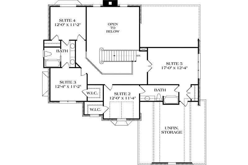 Dream House Plan - Floor Plan - Upper Floor for Colonial House Plan #453-433 - 5 bed, 3.5 bath