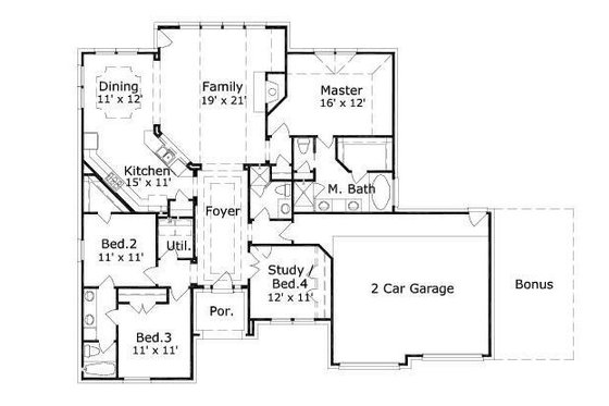 Floor Plan - Main Floor for European House Plan #411-483 - 4 bed, 3 bath