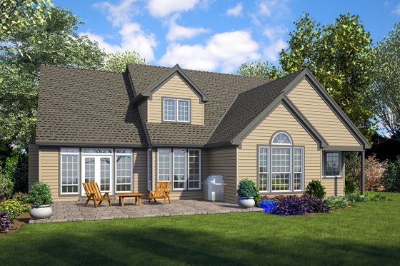 Exterior - Rear Elevation for European House Plan #48-931 - 4 bed, 3.5 bath