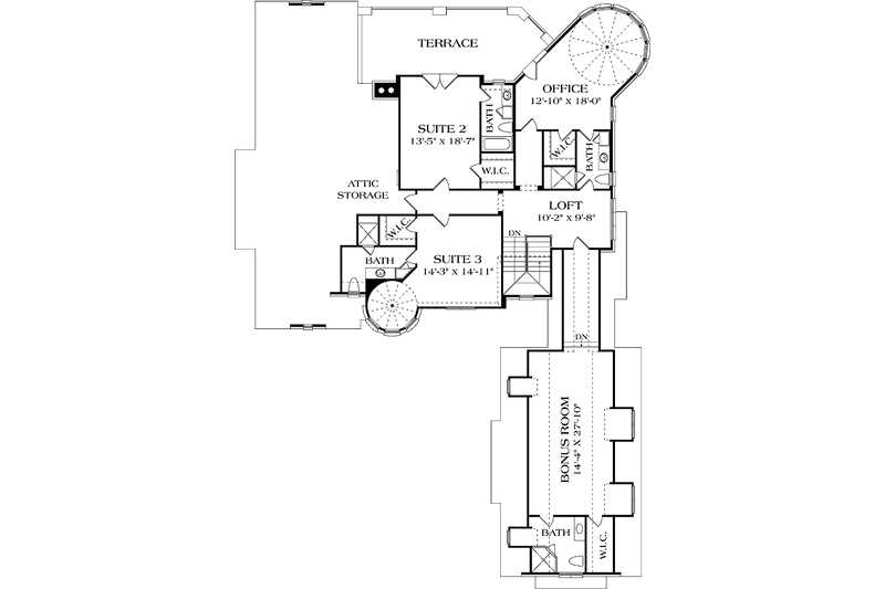 Architectural House Design - Floor Plan - Upper Floor for European House Plan #453-586 - 3 bed, 4.5 bath