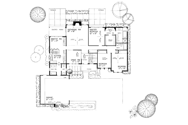 Home Plan - Floor Plan - Main Floor for Contemporary House Plan #72-779 - 3 bed, 2.5 bath