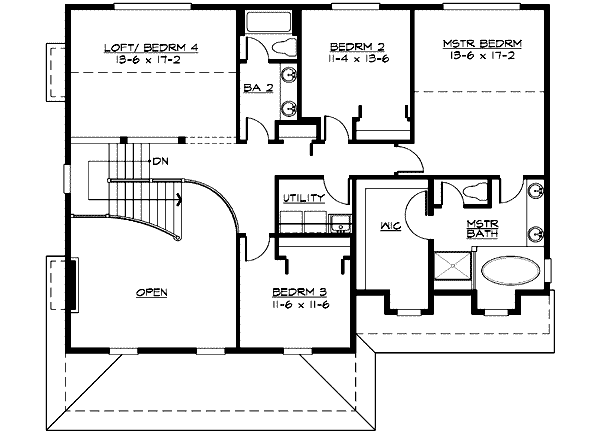 Farmhouse Floor Plan - Upper Floor Plan #132-114