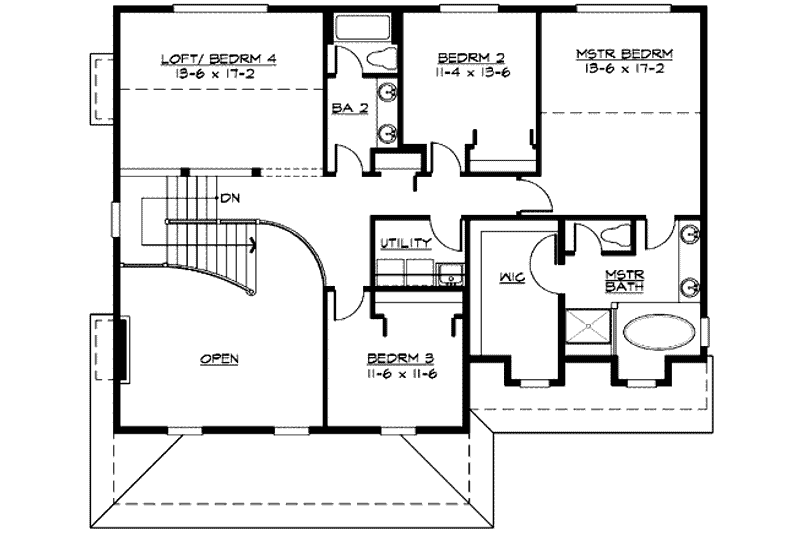Home Plan - Floor Plan - Upper Floor for Farmhouse House Plan #132-114 - 4 bed, 2.5 bath
