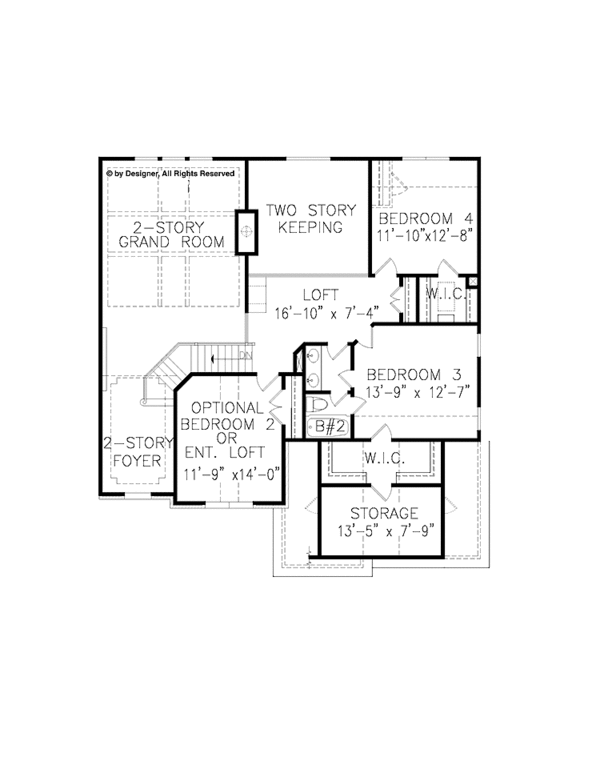 Architectural House Design - Traditional Floor Plan - Upper Floor Plan #54-346