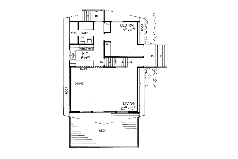 Home Plan - Floor Plan - Main Floor for Contemporary House Plan #72-546 - 2 bed, 2 bath