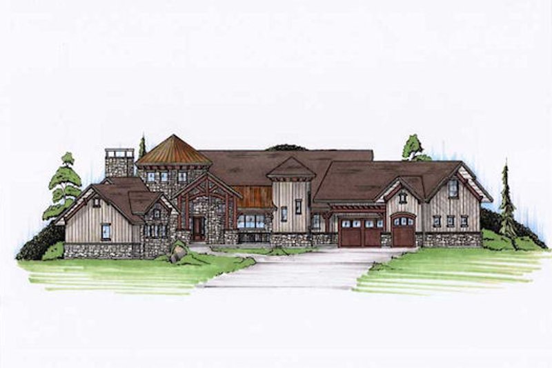 Country Style House Plan - 4 Beds 3.5 Baths 4109 Sq/Ft Plan #5-417