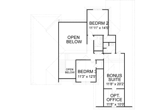 Floor Plan - Upper Floor for European House Plan #56-199 - 3 bed, 2.5 bath