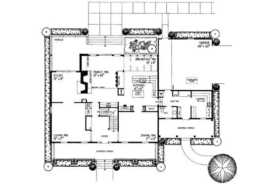 Floor Plan - Main Floor for Southern House Plan #72-191 - 3 bed, 3.5 bath