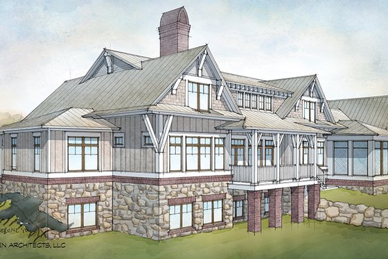Exterior - Rear Elevation 3 for Country House Plan #928-276 - 4 bed, 4.5 bath