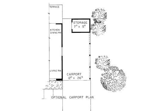 Floor Plan - Other Floor for Ranch House Plan #72-824 - 3 bed, 1 bath