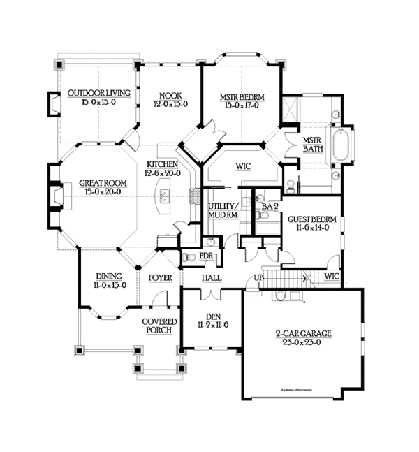 Architectural House Design - Craftsman Floor Plan - Main Floor Plan #132-546