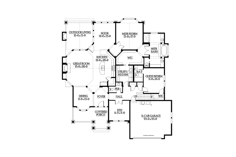 Dream House Plan - Floor Plan - Main Floor for Craftsman House Plan #132-546 - 3 bed, 3.5 bath