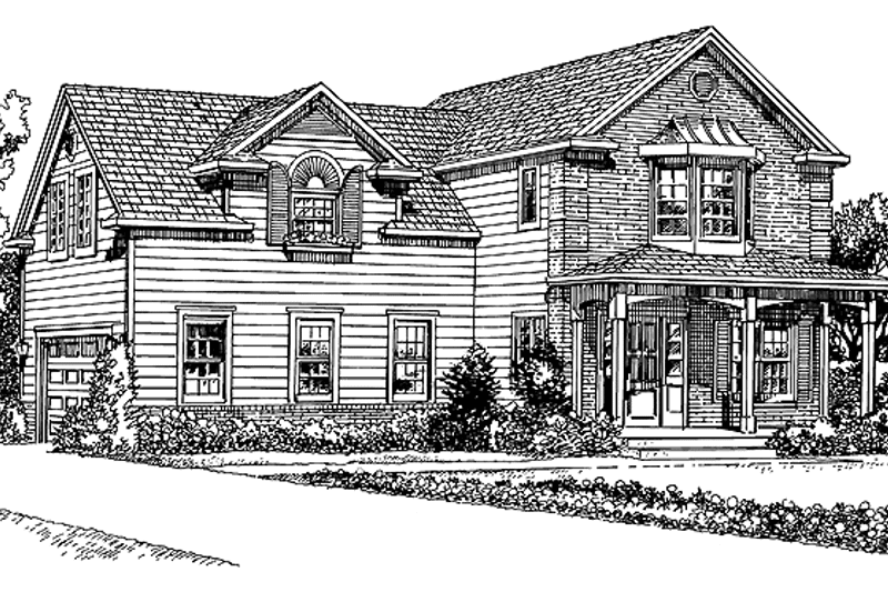 House Blueprint - Exterior - Front Elevation for Country House Plan #72-1113 - 3 bed, 2.5 bath