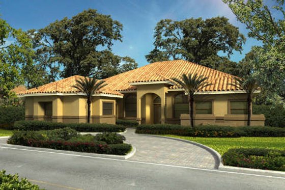 Exterior - Front Elevation for Mediterranean House Plan #420-277 - 4 bed, 3.5 bath