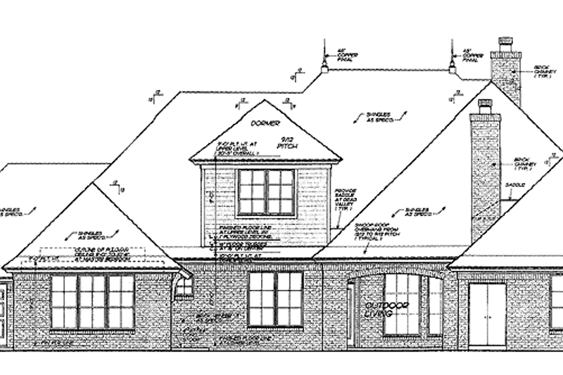 Dream House Plan - Exterior - Rear Elevation for Traditional House Plan #310-1234 - 4 bed, 3.5 bath