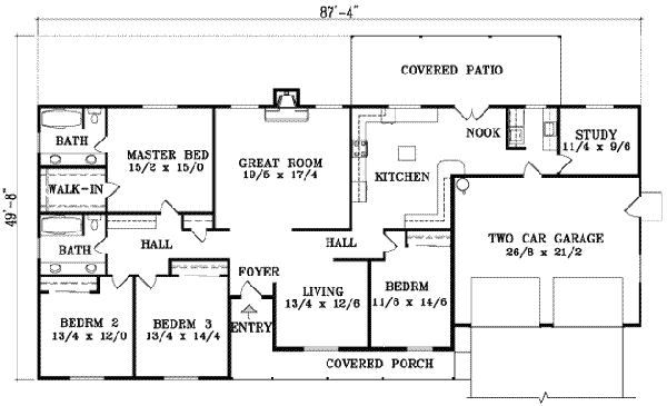 Ranch Floor Plan - Main Floor Plan #1-1464