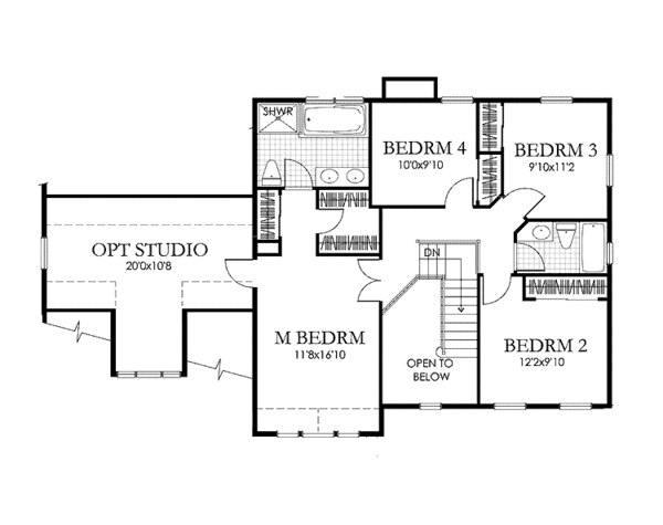 Architectural House Design - Classical Floor Plan - Upper Floor Plan #1029-2