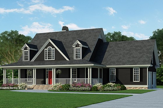 Exterior - Front Elevation for Country House Plan #929-215 - 4 bed, 2.5 bath